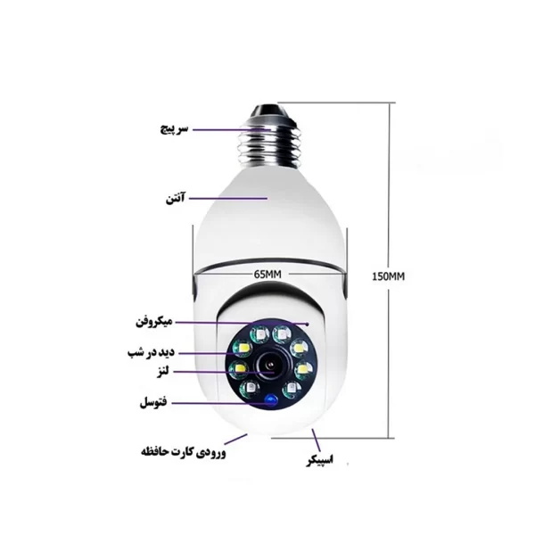 ویژگی دوربین لامپی چرخشی وای‌فای